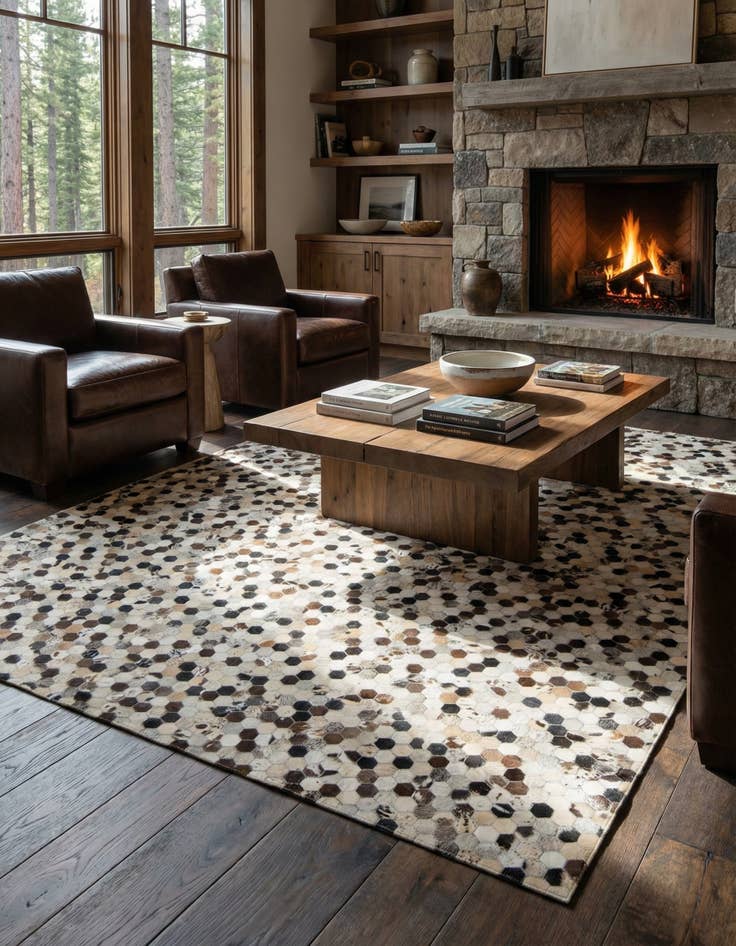 Detail image of  8' x 10' Cowhide Leather Rug