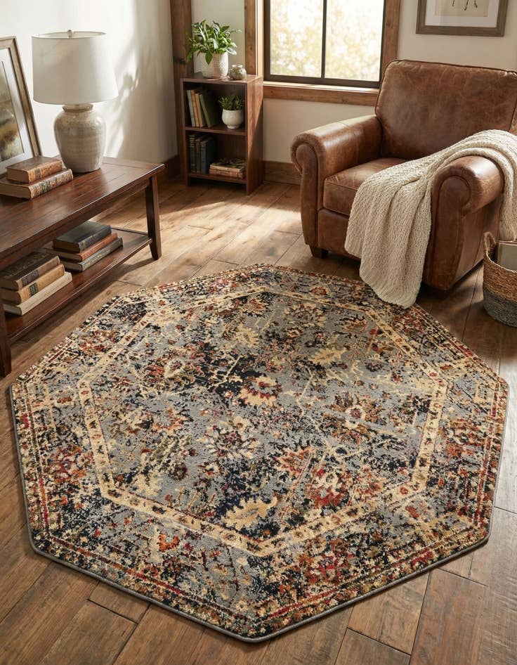 Detail image of 5' 3 x 5' 3 Saturn Octagon Rug