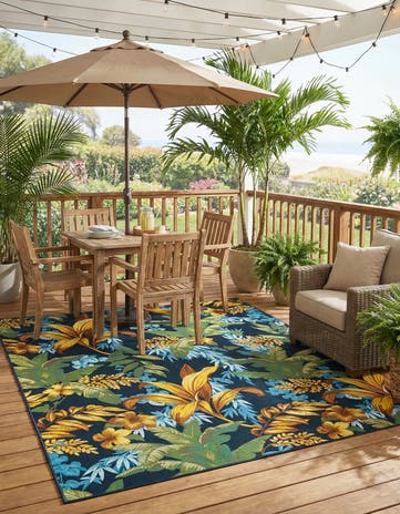 10' x 12' Easy-Clean Botanical Indoor / Outdoor Rug