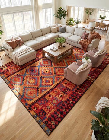 10' x 14' Easy-Clean Tribal Indoor / Outdoor Rug