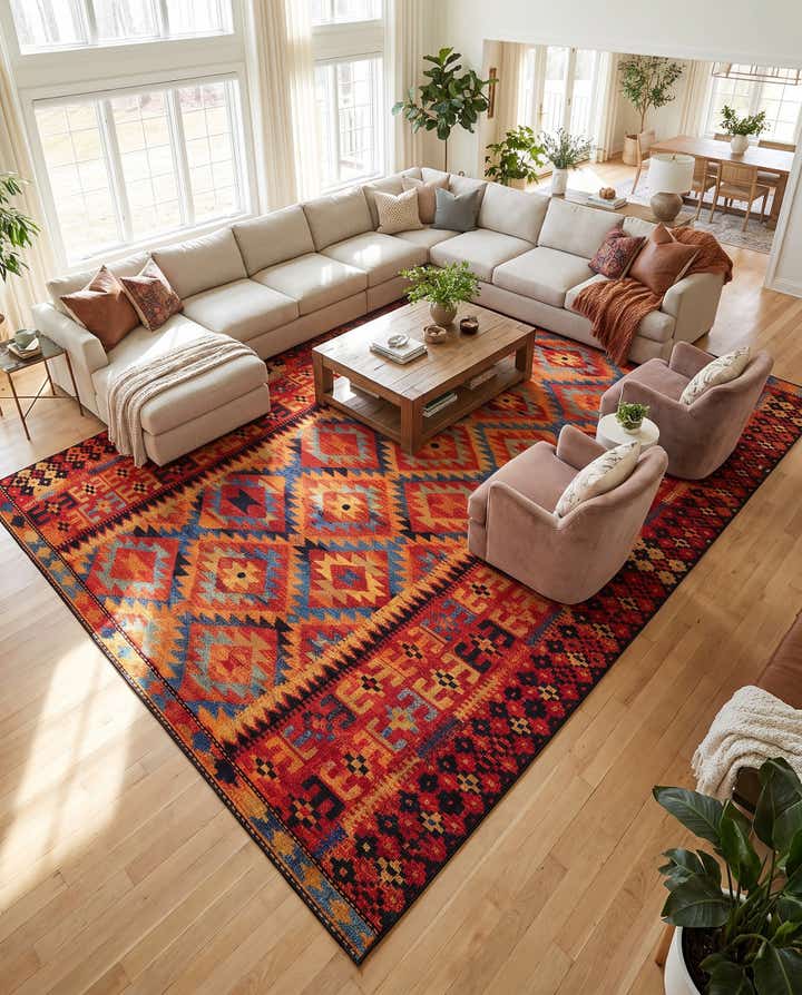 10' x 14' Easy-Clean Tribal Indoor / Outdoor Rug