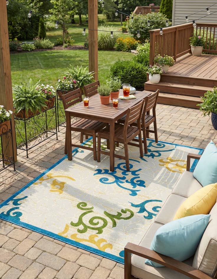 Detail image of 6' x 9' Easy-Clean Botanical Indoor / Outdoor Rug