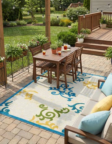 6' x 9' Easy-Clean Botanical Indoor / Outdoor Rug