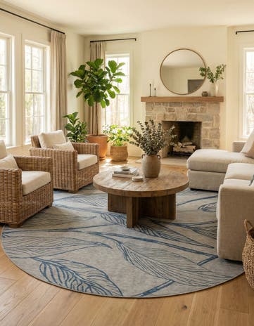 13' x 13' Easy-Clean Botanical Indoor / Outdoor Round Rug