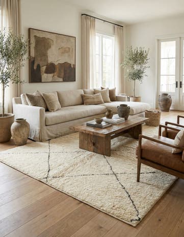 7' 3 x 9' 8 Hand Knotted Moroccan Wool Rug