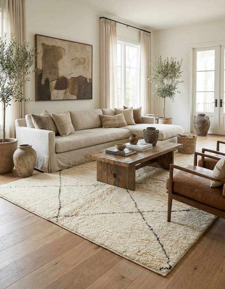 Detail image of  7' 3 x 9' 8  Hand Knotted Moroccan Wool Rug