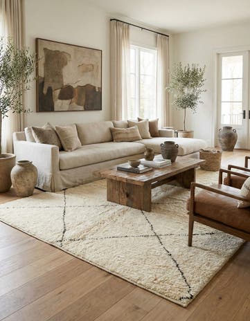 7' 3 x 9' 8 Hand Knotted Moroccan Wool Rug