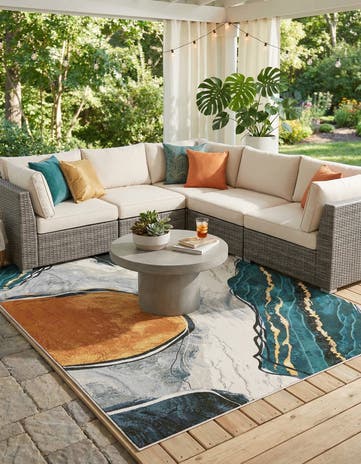 9' x 12' Easy-Clean Modern Indoor / Outdoor Rug