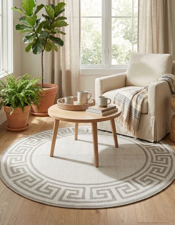 4' x 4' Easy-Clean Coastal Indoor / Outdoor Round Rug