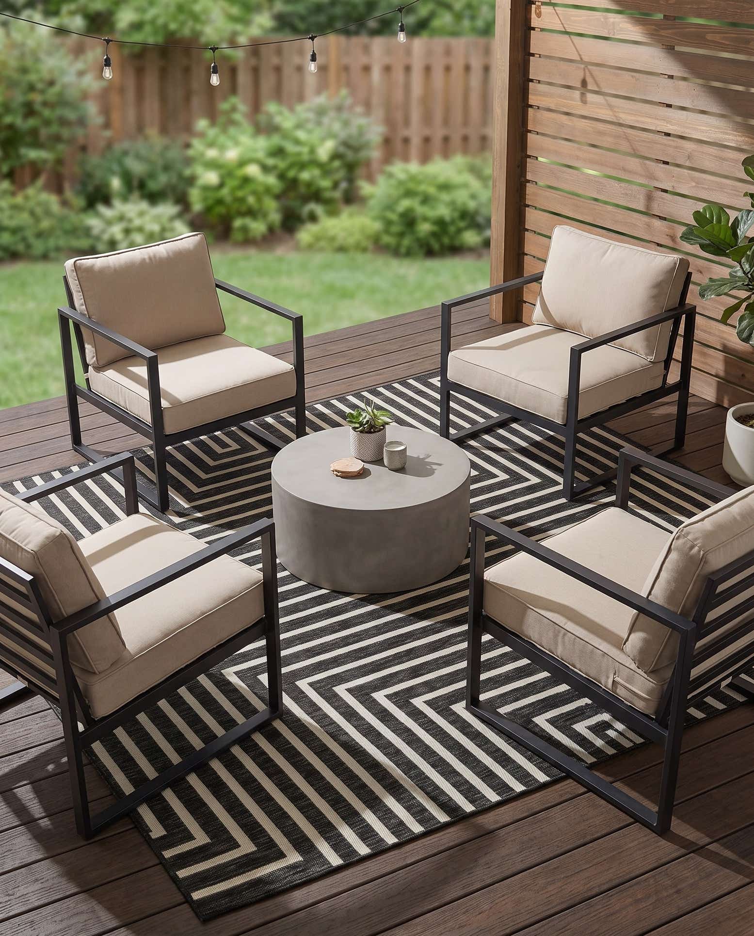 7' 10 x 7' 10 Easy-Clean Modern Indoor / Outdoor Square Rug