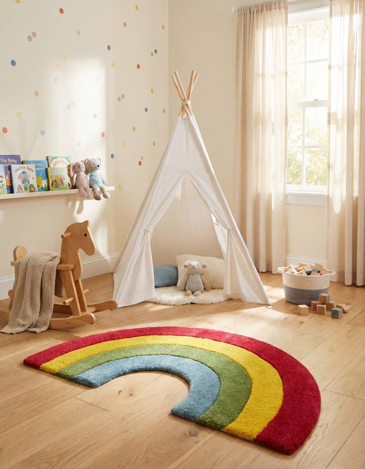 Detail image of  1' 4 x 2' 4 Happy Rugs Rainbow Wool Freeform