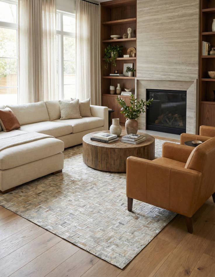 Detail image of 8' x 9' 10 Cowhide Leather Rug