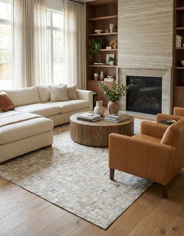 8' x 9' 10 Cowhide Leather Rug