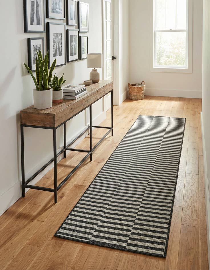 Detail image of 2' 7 x 10'  Washable Striped Indoor / Outdoor Runner Rug