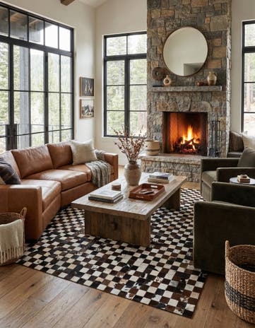 7' 11 x 9' 9 Cowhide Stocks Rug