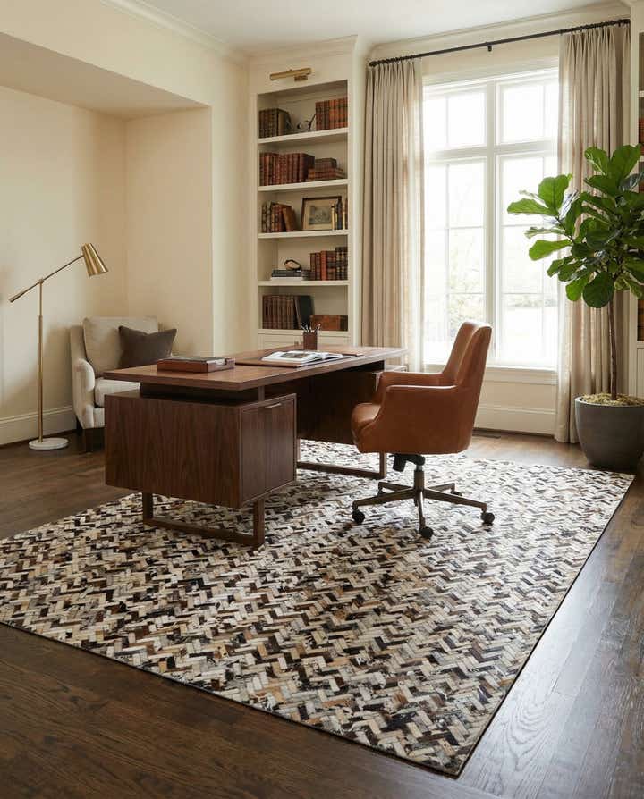 8' 1 x 9' 10 Cowhide Leather Rug