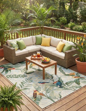 7' x 10' Easy-Clean Botanical Indoor / Outdoor Rug
