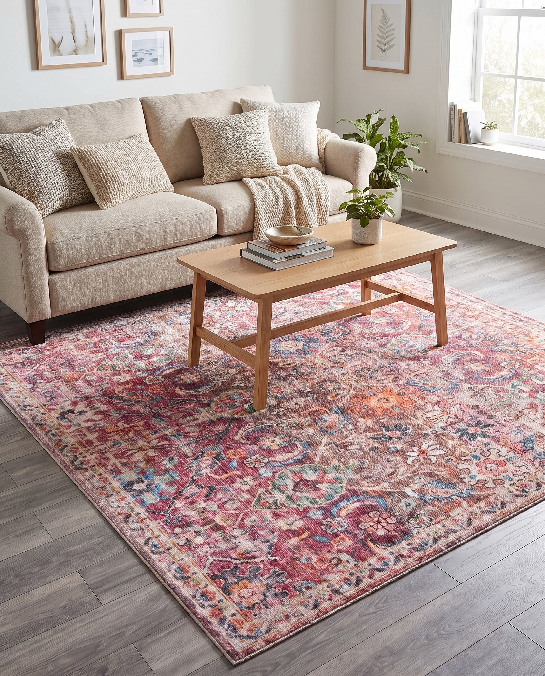 7' 3 x 7' 3 Washable Nostalgia Square Rug
