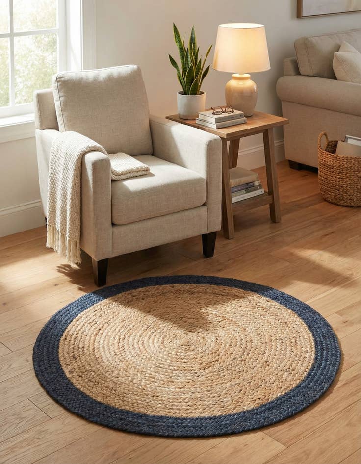 Detail image of  3' 3 x 3' 3  Hand Braided Jute Round Rug