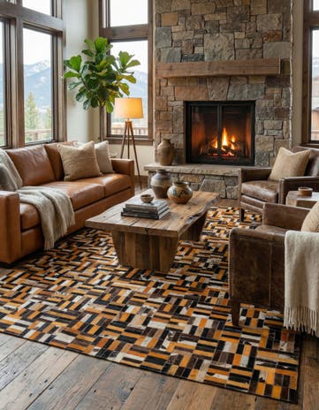 4' 11 x 7' 10 Cowhide - Patchwork Rug