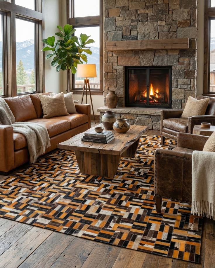 Detail image of 4' 11 x 7' 10 Cowhide - Patchwork Rug