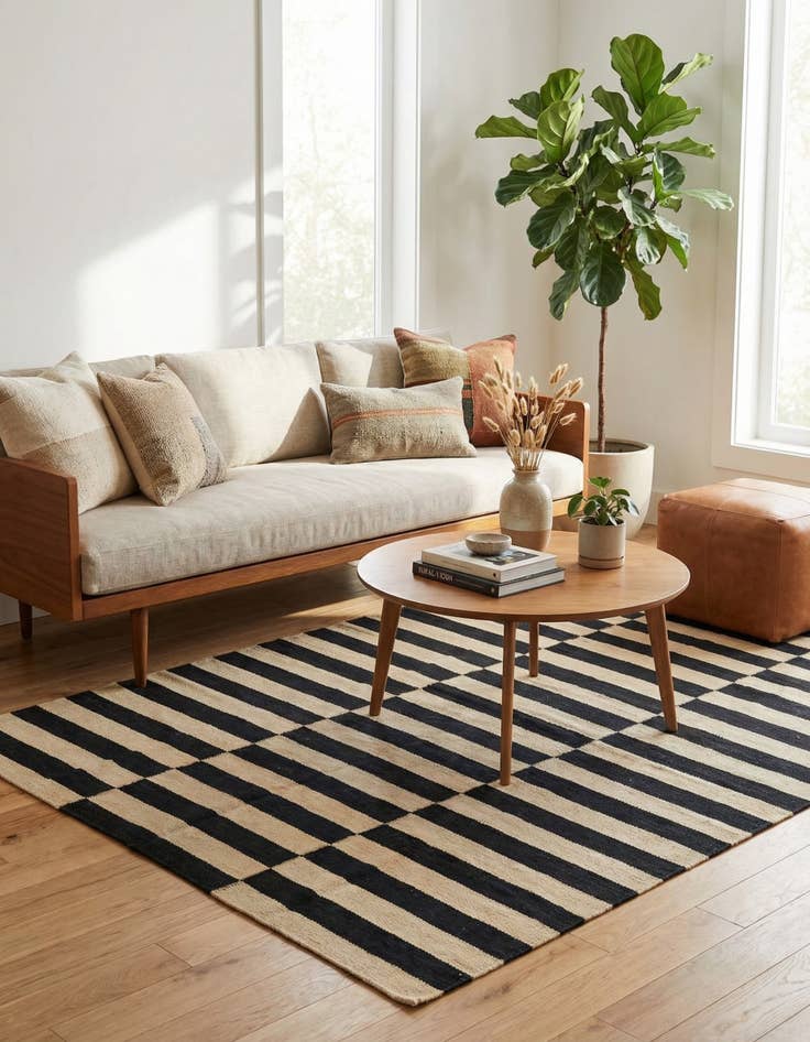 Detail image of 4' 4 x 5' 10  Hand Woven Kilim Modern Wool Rug