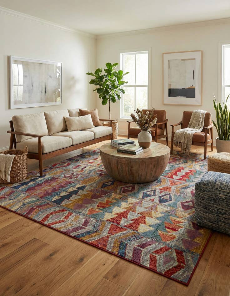 Detail image of  10' x 10'  Washable Modern Indoor / Outdoor Square Rug