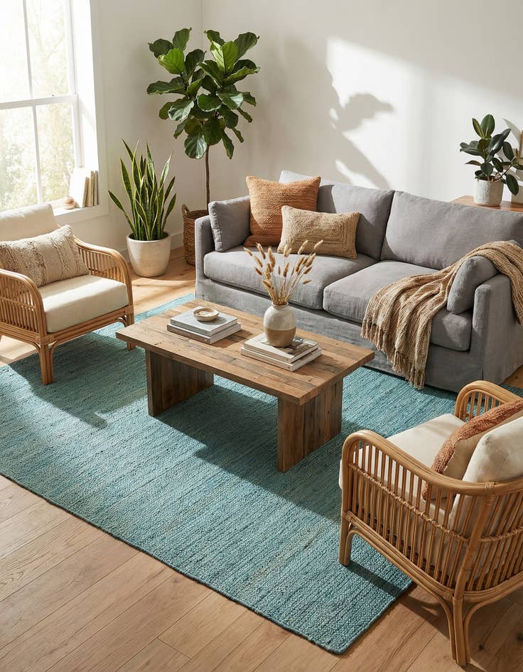 Detail image of 8' x 10'  Hand Braided Jute Rug