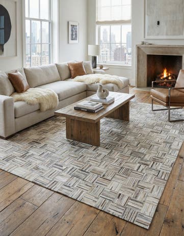 7' 10 x 9' 10 Cowhide Leather Rug