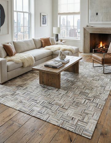 7' 10 x 9' 10 Cowhide Leather Rug