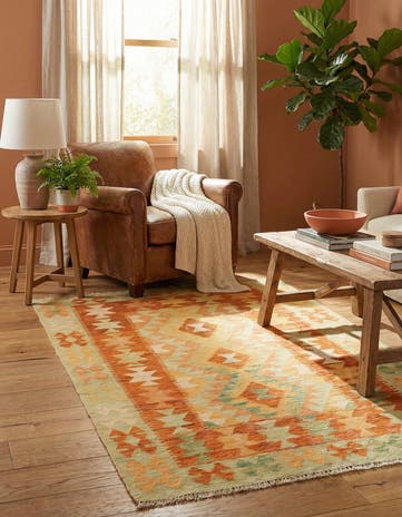 3' x 5' Hand Woven Kilim Waziri Wool Rug