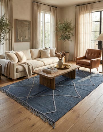 4' 9 x 7' Hand Woven Kilim Modern Wool Rug