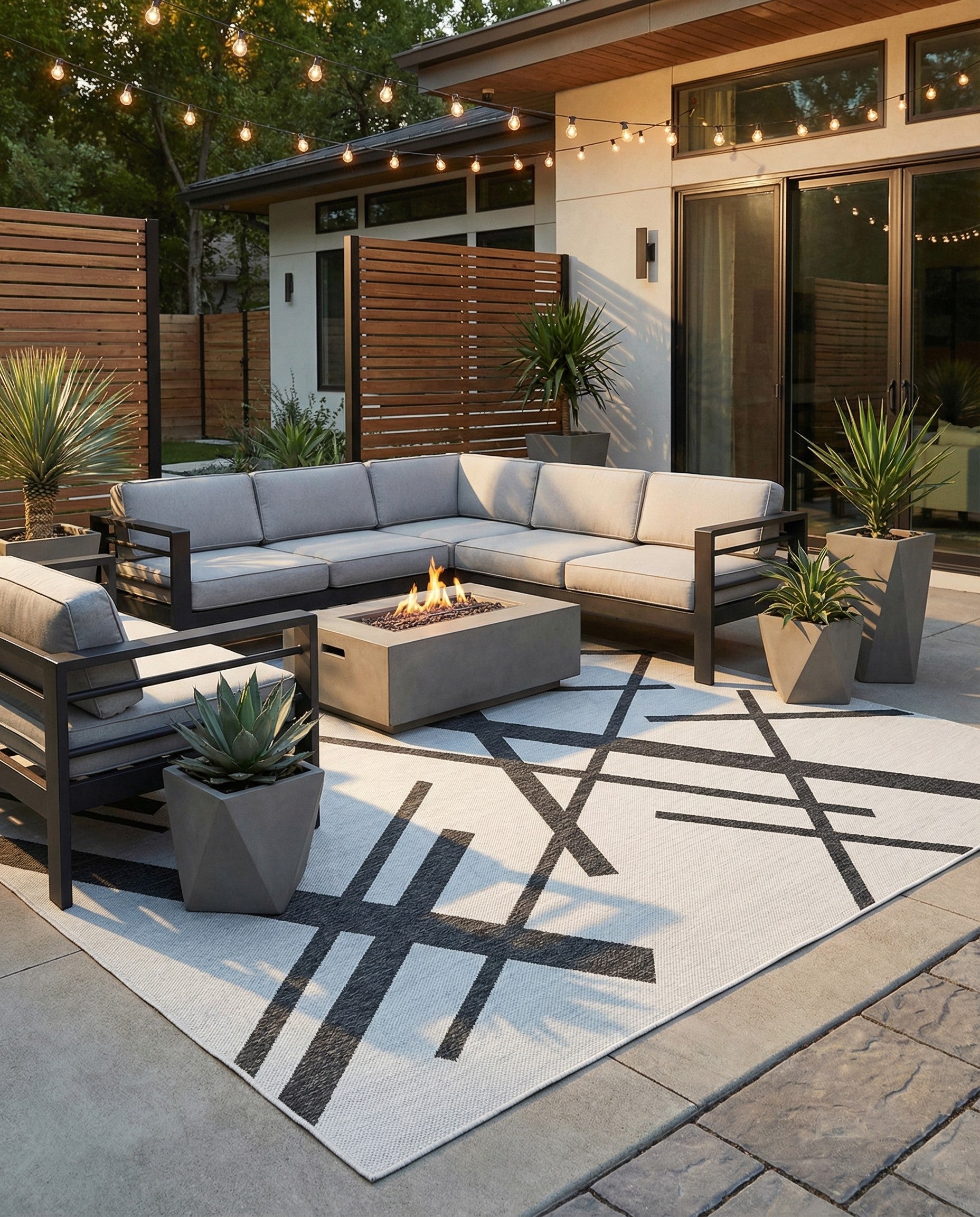 9' x 12' Easy-Clean Modern Indoor / Outdoor Rug