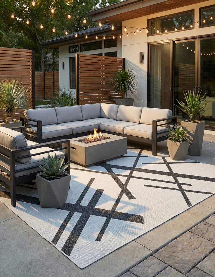 Detail image of 9' x 12'  Washable Modern Indoor / Outdoor Rug