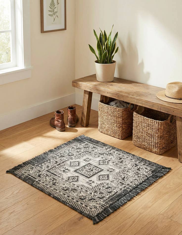 Detail image of 1' 4 x 1' 4  Washable Aztec Indoor / Outdoor Sample Rug