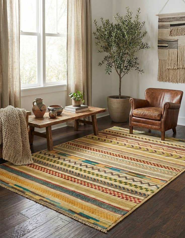 Detail image of 2' 8 x 4'  Hand Knotted Modern Ziegler Rug