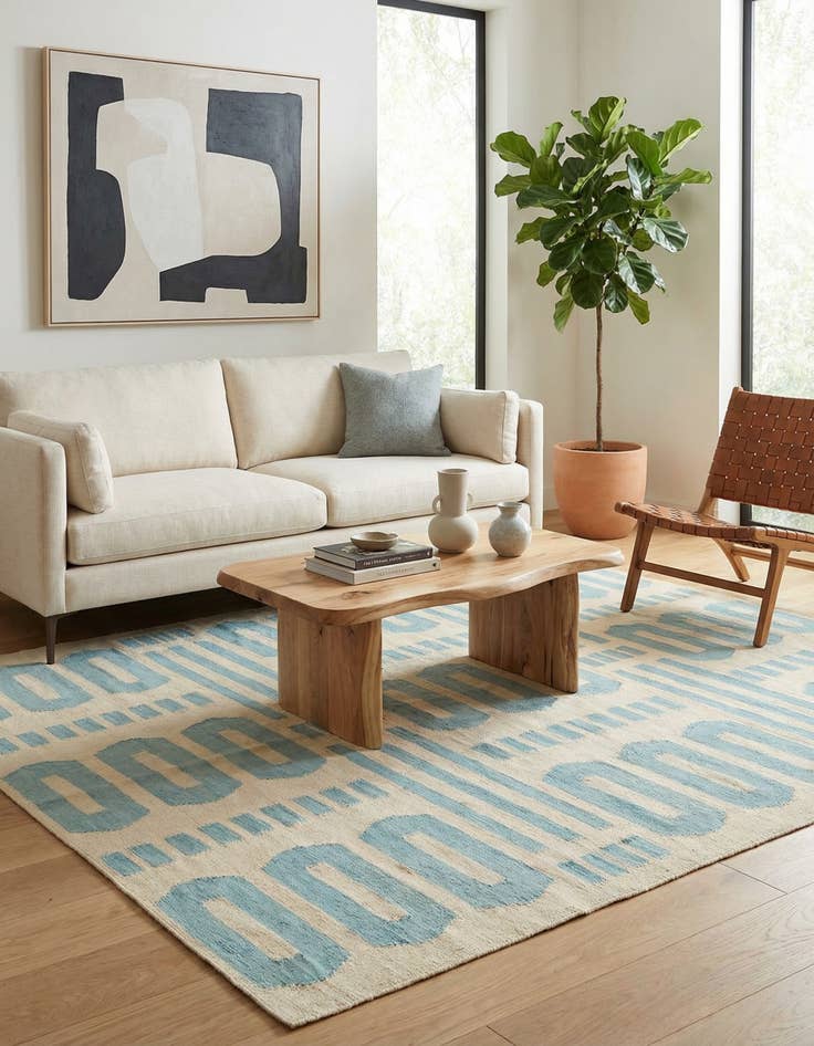 Detail image of 6' 1 x 7' 8  Hand Woven Kilim Modern Wool Rug