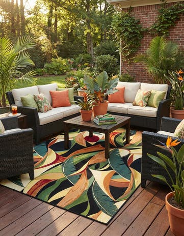 7' x 10' Easy-Clean Botanical Indoor / Outdoor Rug