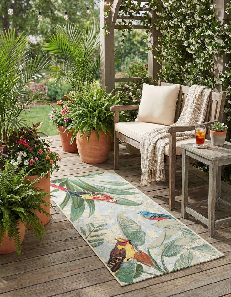 Detail image of 2' x 4'  Washable Botanical Indoor / Outdoor Runner Rug