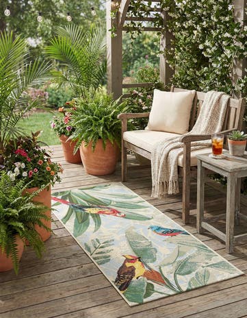 2' x 4' Easy-Clean Botanical Indoor / Outdoor Runner Rug