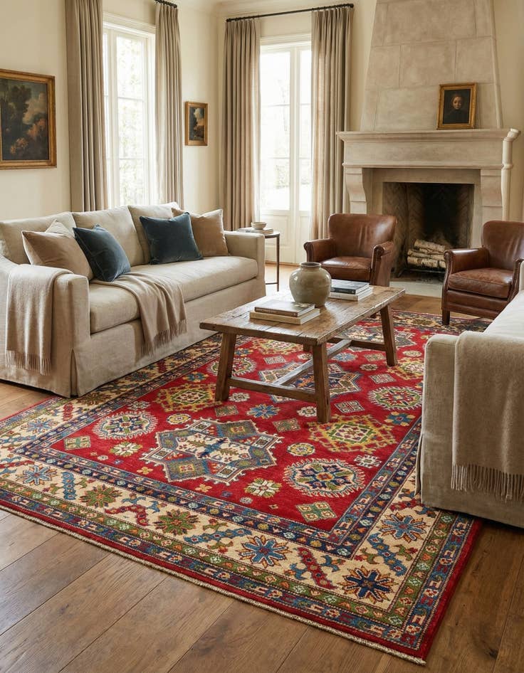 Detail image of 6' x 9' 8  Hand Knotted Kazak Rug