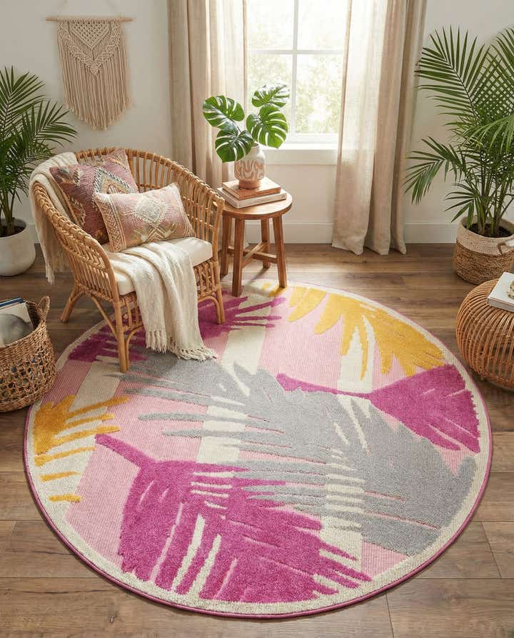 5' 3 x 5' 3 Easy-Clean Aruba Indoor / Outdoor Round Rug