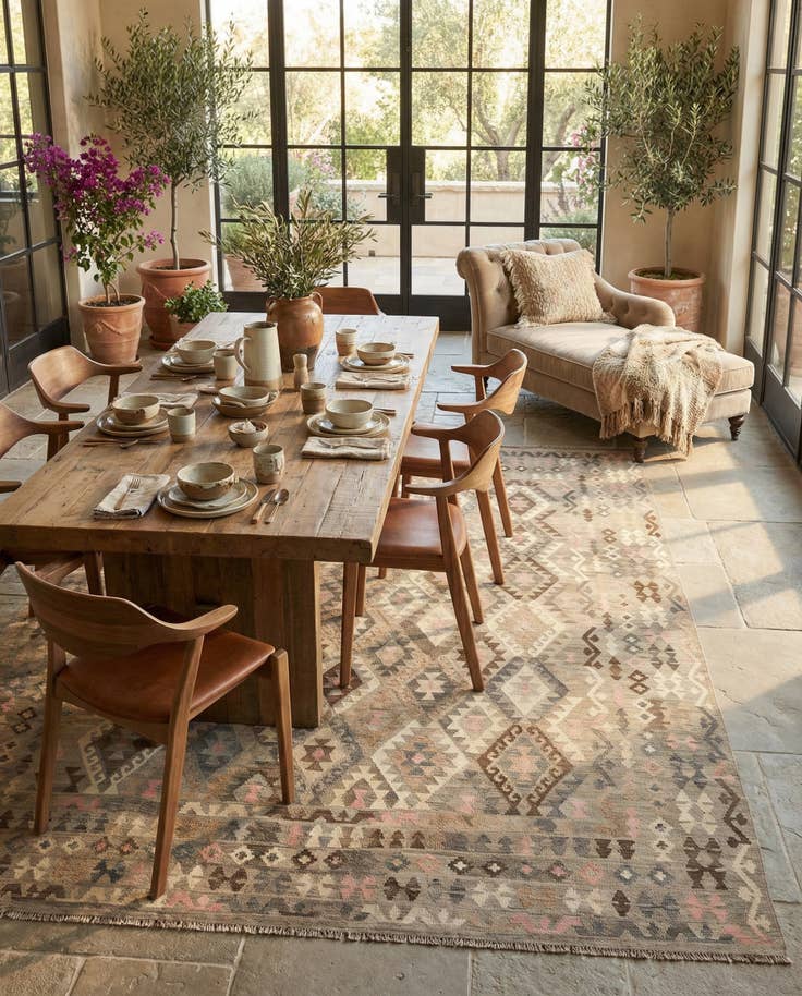 Detail image of 10' 7 x 12' 1 Hand Woven Kilim Maymana Wool Rug