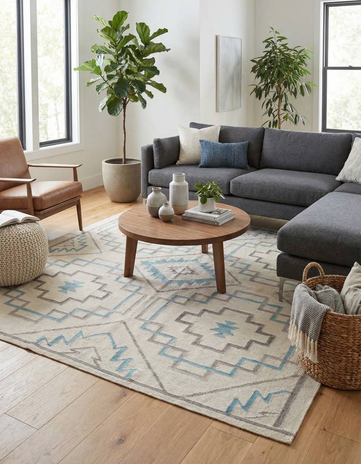 Detail image of 6' x 8'  Hand Woven Kilim Modern Wool Rug