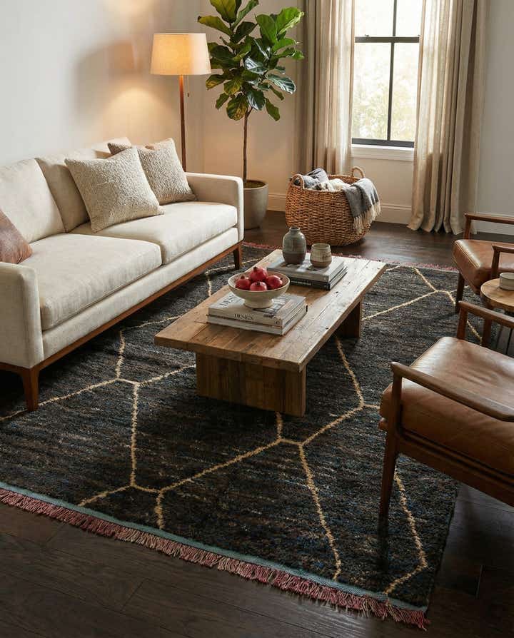 6' 3 x 9' 3 Hand Knotted Moroccan Wool Rug