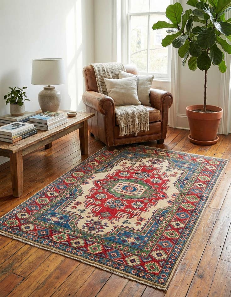 Detail image of  3' 3 x 5'  Hand Knotted Kazak Rug