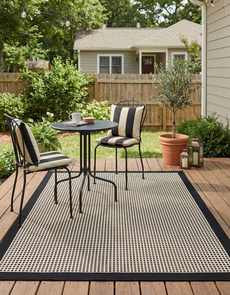 Detail image of 4' x 6'  Washable Border Indoor / Outdoor Rug