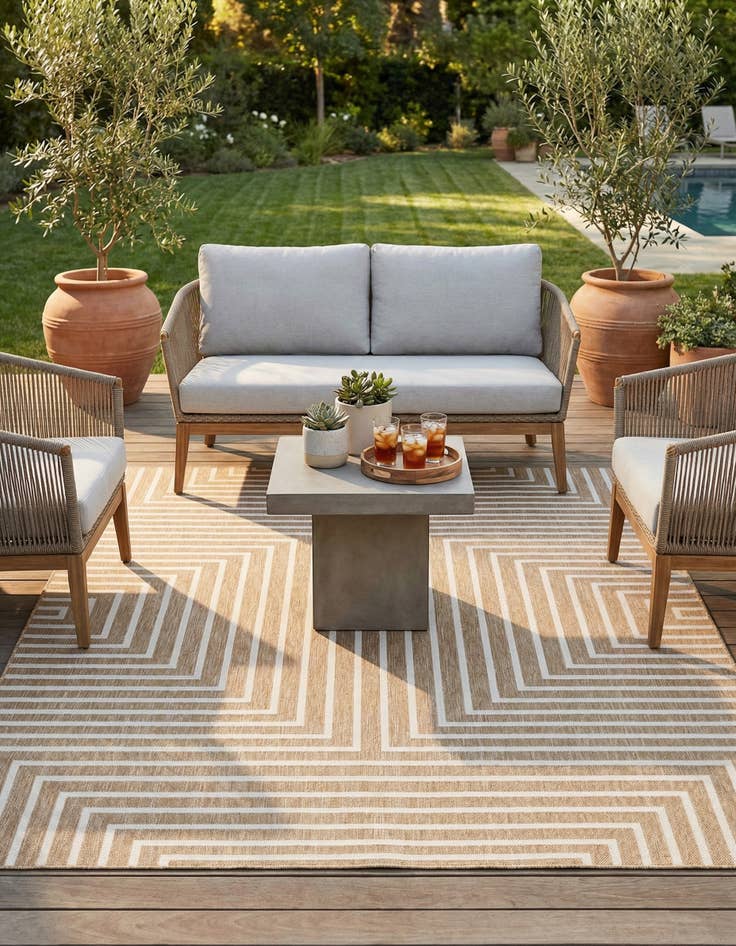 Detail image of 7' 10 x 10'  Washable Modern Indoor / Outdoor Rug