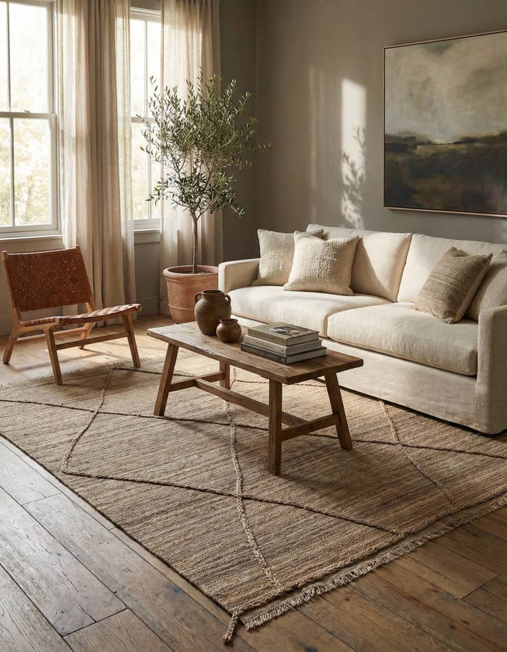 Detail image of 6' 7 x 6' 10  Hand Knotted Moroccan Wool Square Rug