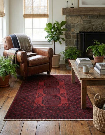 3' 3 x 4' 11 Hand Knotted Afghan Akhche Wool Rug